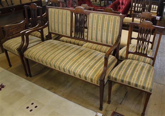 Edwardian inlaid mahogany salon suite